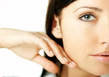 a woman's face, close up
