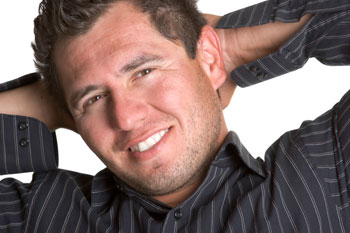 man looking relaxed