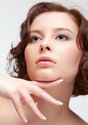 a woman, emphasis on the chin